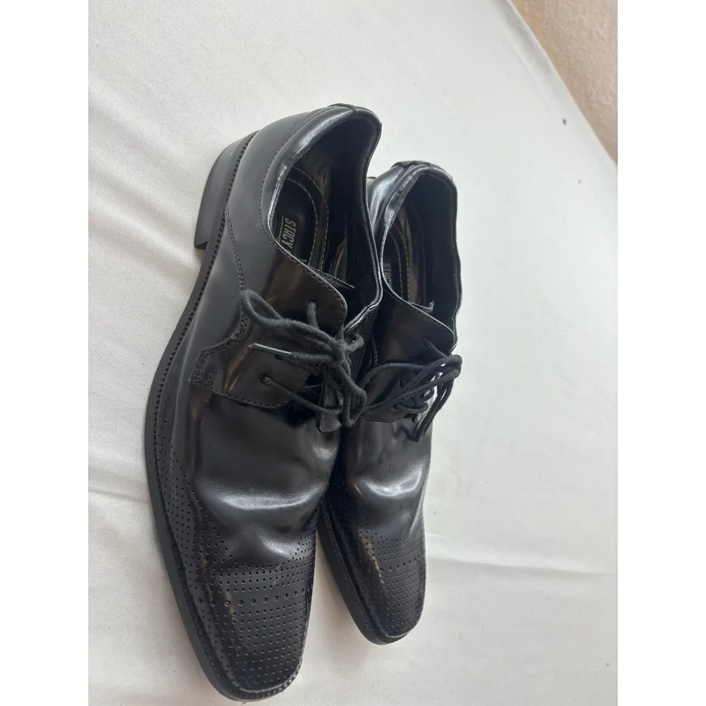 Stacy Adams Mens Black Leather Perforated Toe Oxford Dress Shoes 20110-001 9M